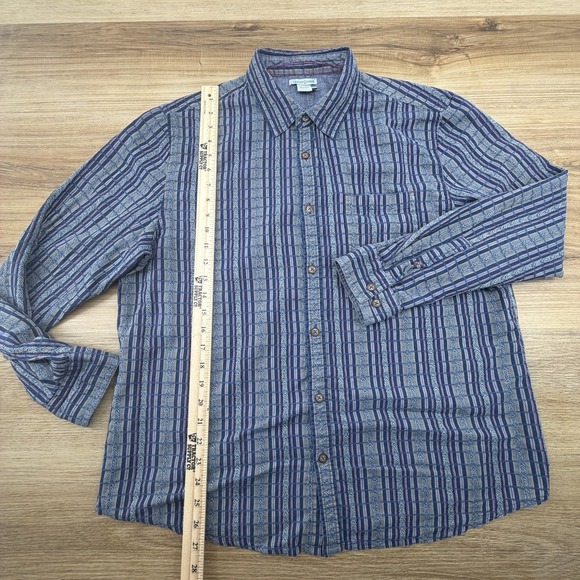 Carbon2Cobalt Shirt Mens Large Blue Purple Cotton Long Sleeve Aztec Print - Picture 6 of 7